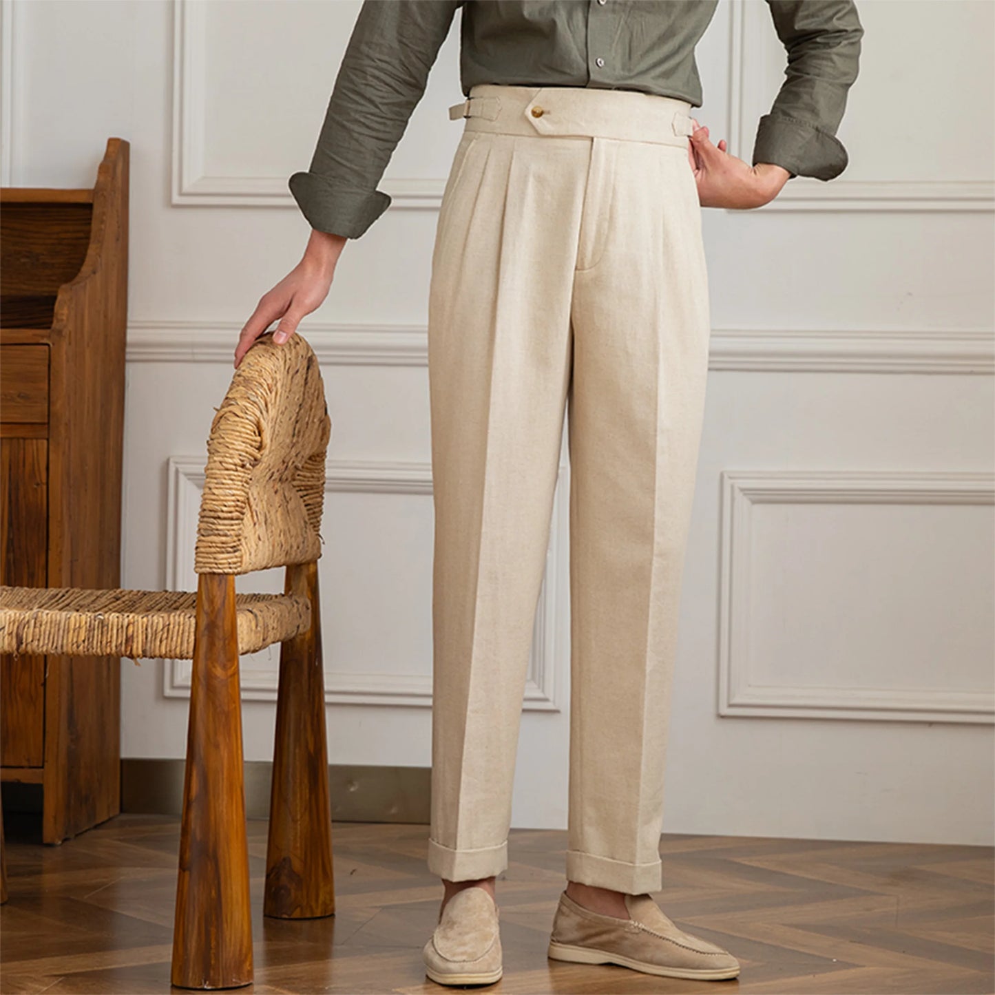 Birmingham Linen High Waist Trousers