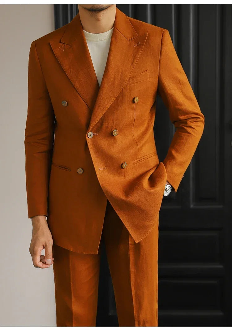 Pisa Double-Breasted Cotton Suit