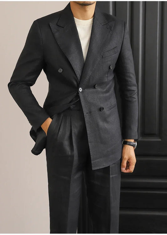 Pisa Double-Breasted Cotton Suit