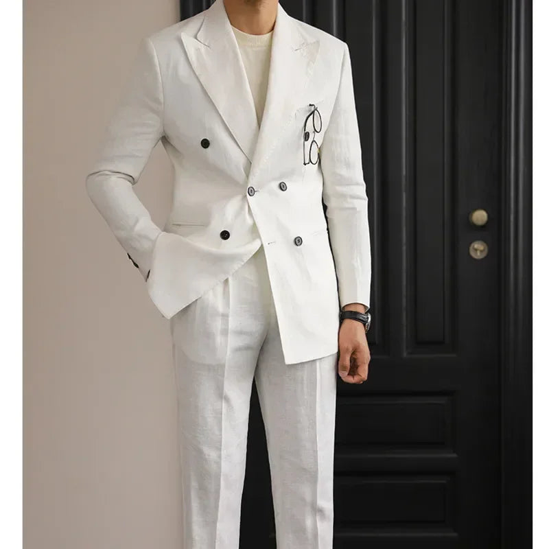 Pisa Double-Breasted Cotton Suit