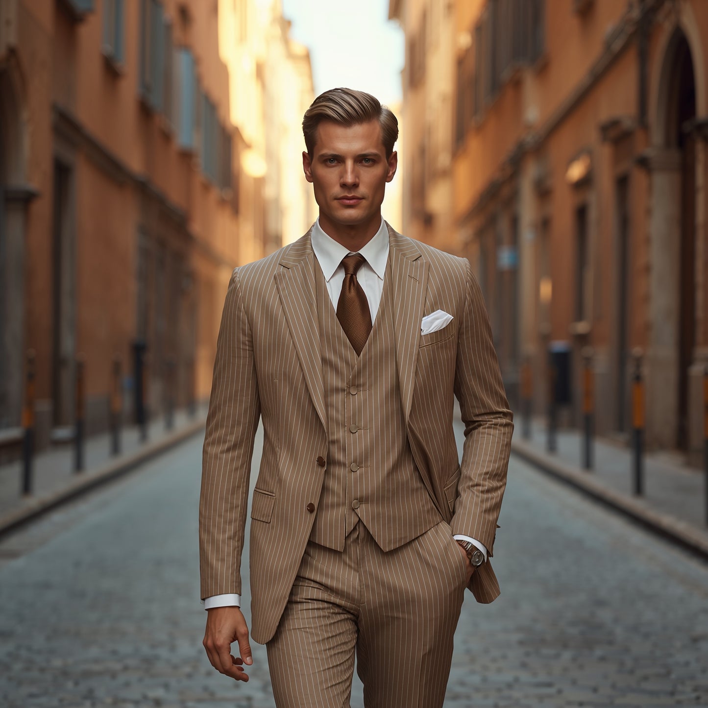 Beaumonts 3 Pieces Sriped Suit Polyviscose