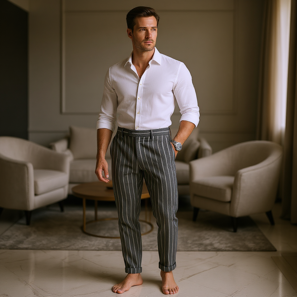 Rome Linen Stripe Trousers