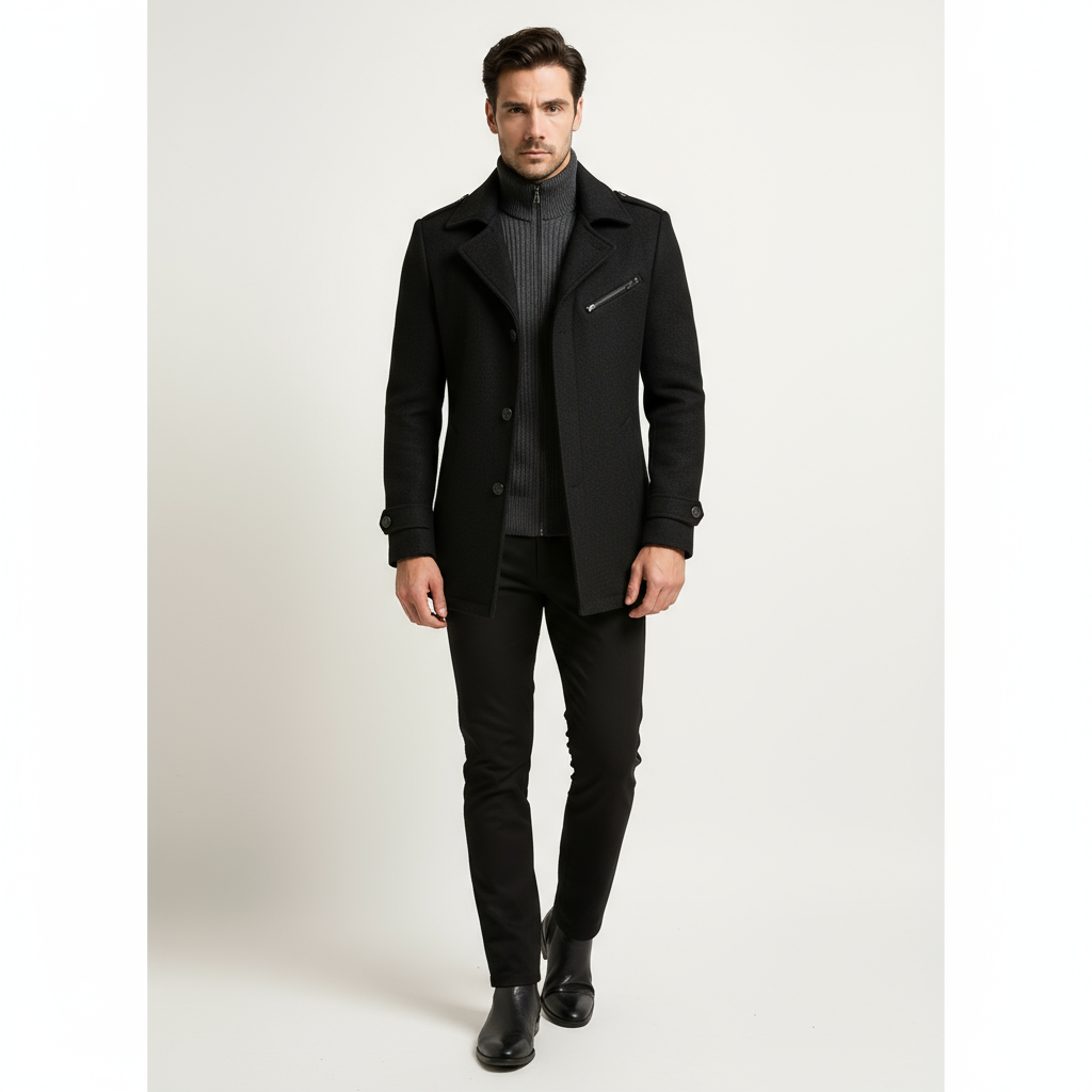 Single Breasted Woolen Overcoat