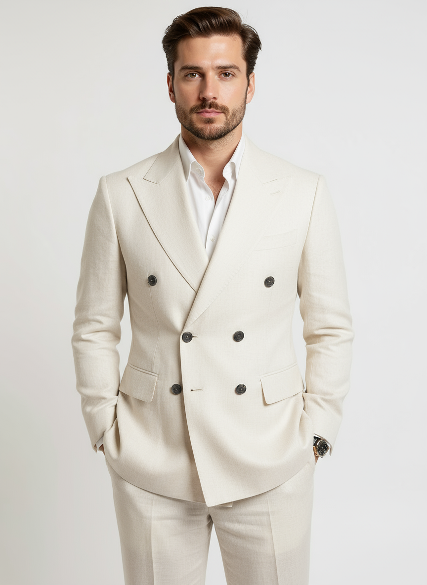 Pisa Double-Breasted Cotton Suit