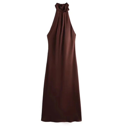 Cetara Satin Long Dress