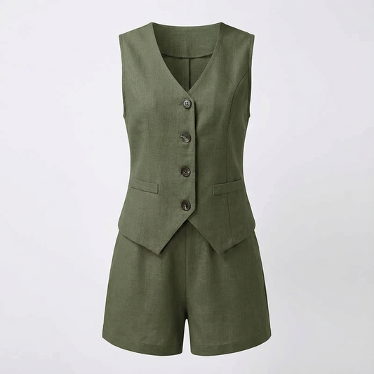 Florence Women's Vest Top & High Waist Slim Shorts