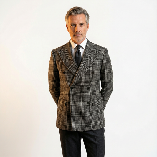 Gray Double-Breasted Blazer