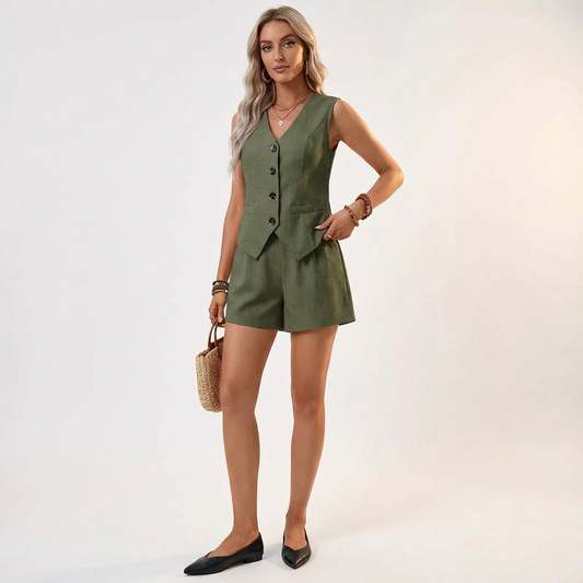 Florence Women's Vest Top & High Waist Slim Shorts