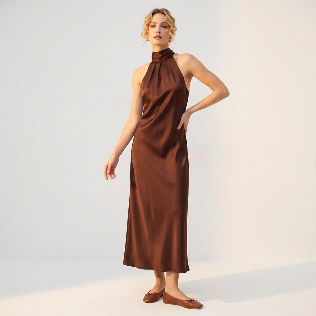 Cetara Satin Long Dress