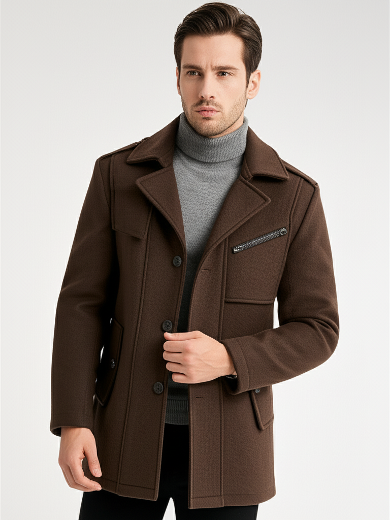 Single Breasted Woolen Overcoat